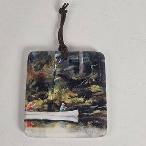 "Dean Crouser Canoe Ride Ceramic Wall Art 4x4" By Demdaco